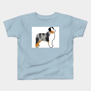 miniature american shepherd blue merle silhouette Kids T-Shirt